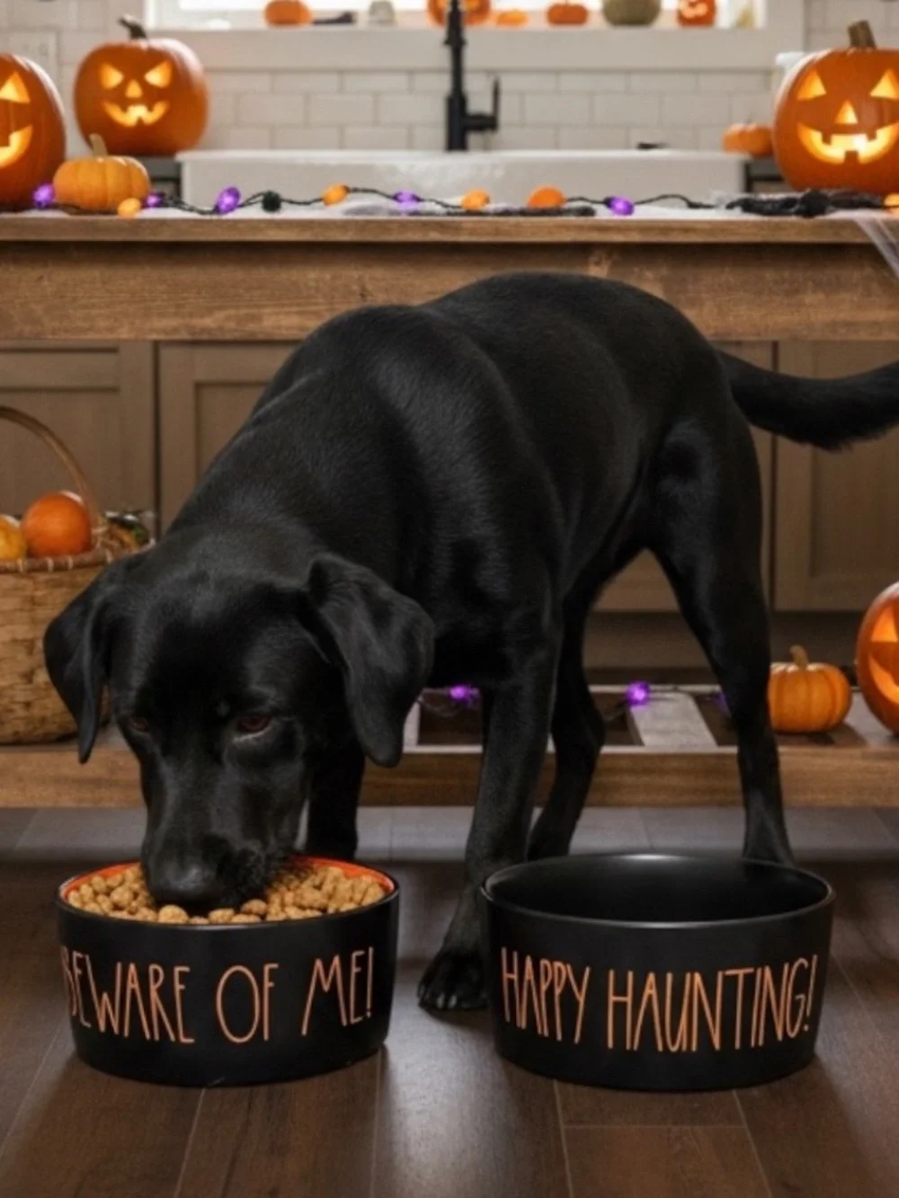 Rae Dunn Halloween Dog Bowl Set